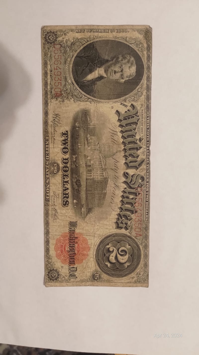 United States Two Dollar Legal Tender Note, Series of 1917, 'United States Note' (Large Size)