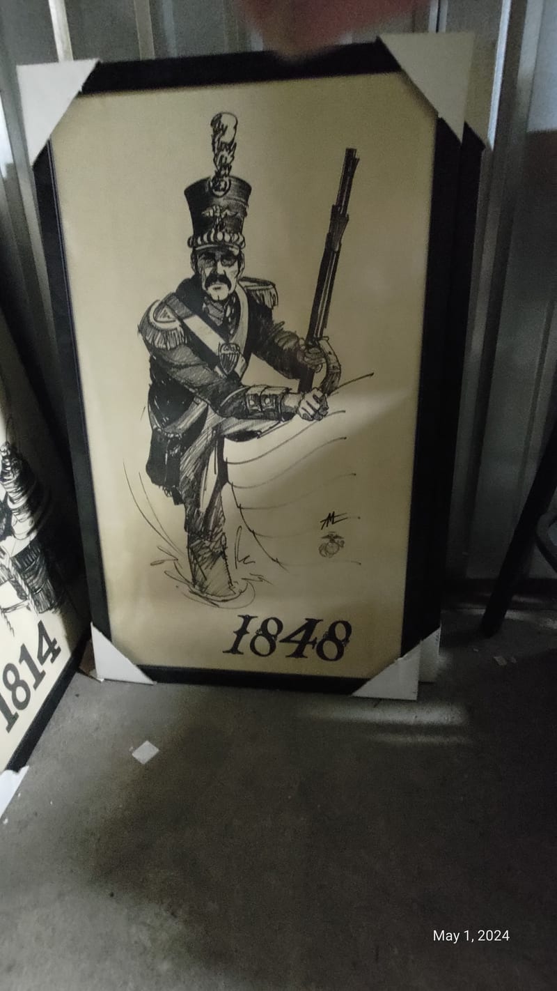Framed Marine Corps art print dated 1848