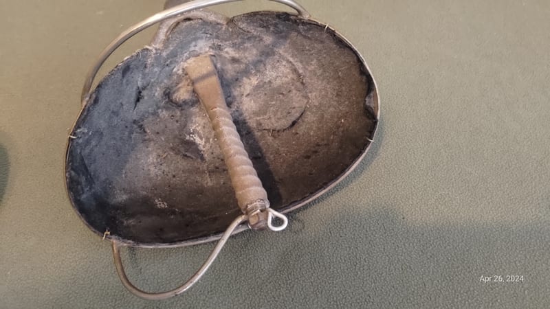 Cup-hilt rapier with dark oxidised bowl guard