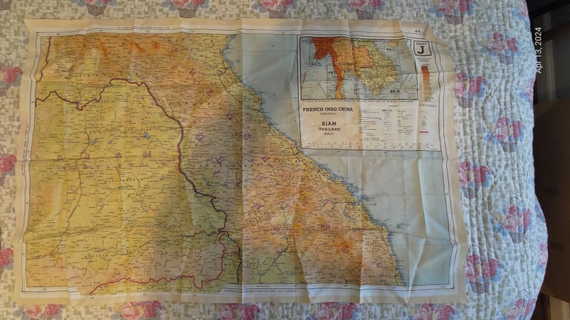 French Indochina – Hue region cloth escape map (Sheet J)