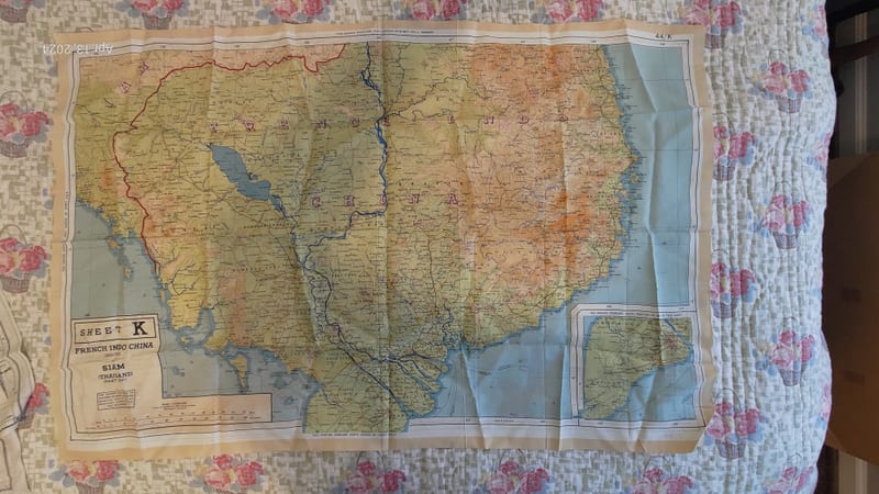French Indochina – Sheet K cloth escape map