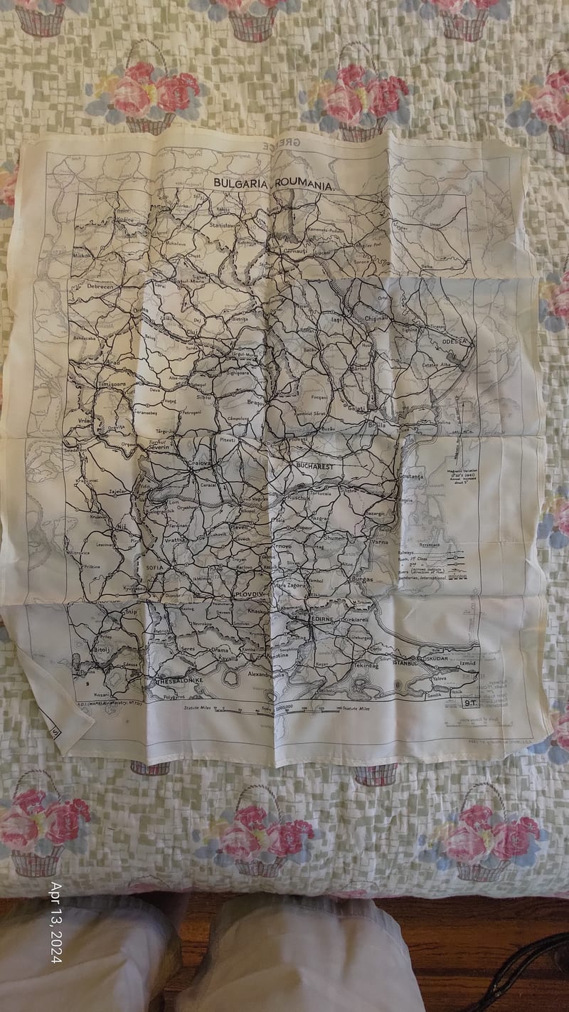 Bulgaria–Roumania cloth escape map (larger, darker print)