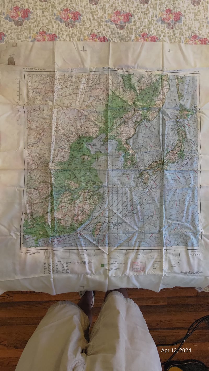 Korea / Japan topographic cloth map