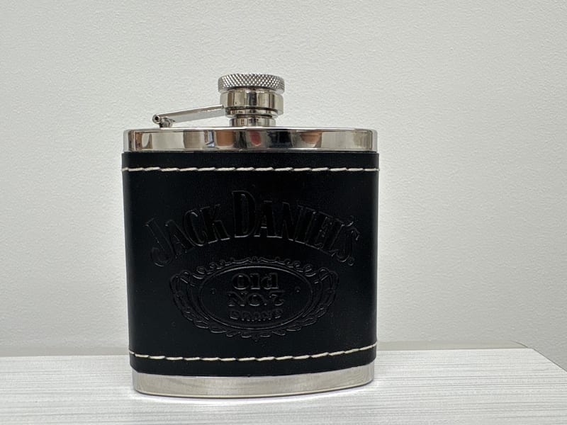Jack Daniel's Old No. 7 Leather-Wrapped Stainless Steel Hip Flask