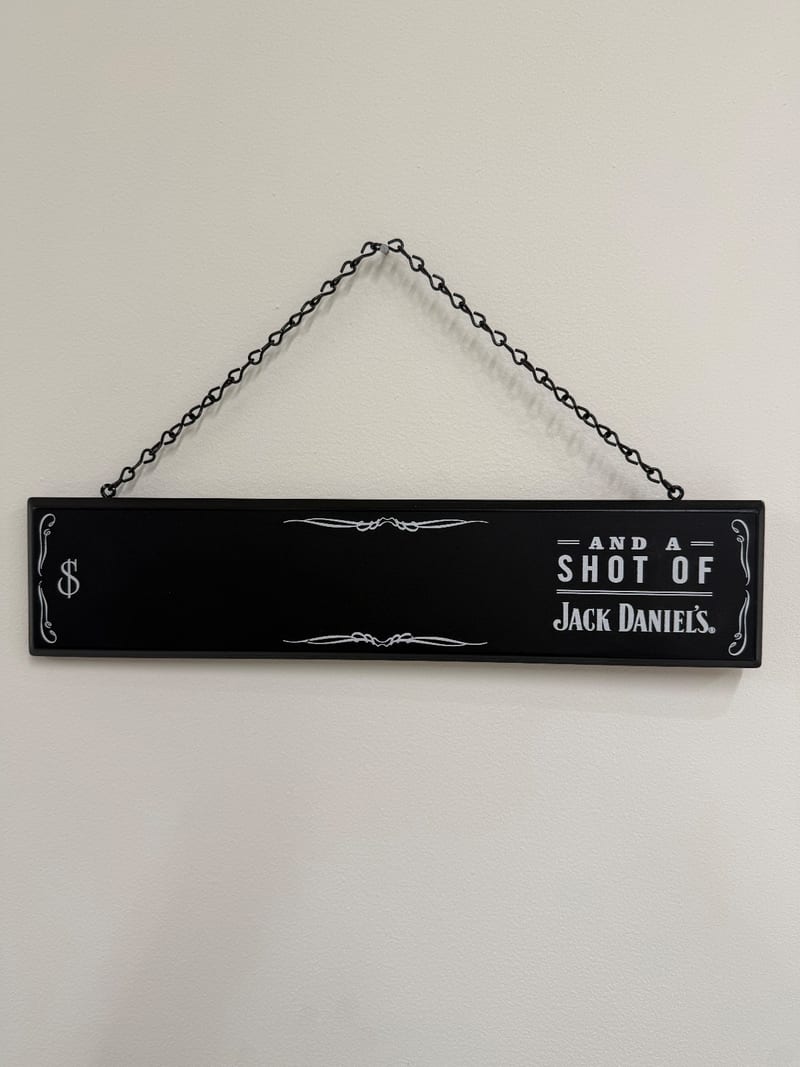 Jack Daniel's chalkboard hanging bar sign